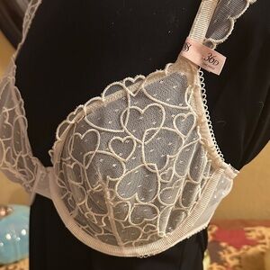 NWT Victoria's Secret Ivory Hesrts Lace Bra
